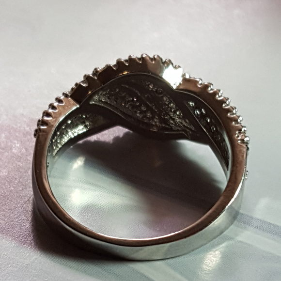 Cluster Cocktail Ring Cubic Zirconia 925 Size 9 BLACK AND CLEAR CZ MODERNISTIC - Picture 8 of 8